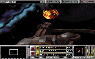 Command Adventures: Starship (DOS) screenshot: Successful destruction of an enemy ship, which can sometimes then be boarded.