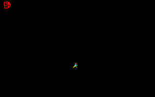 Soko-Ban (Sharp X1) screenshot: Level 16 with invisible walls and minimap in upper left corner