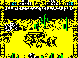 Wells & Fargo (ZX Spectrum) screenshot: Out in the desert