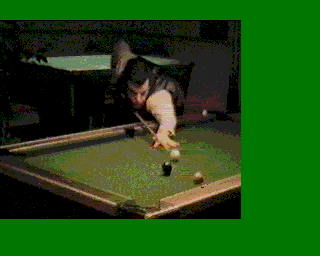 Sharkey's 3D Pool (Amiga) screenshot: An intro animation – this is what passed for full motion video back then