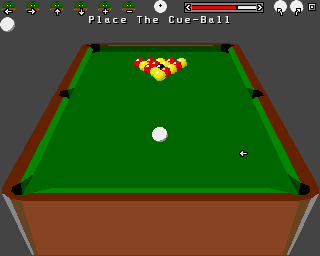 Sharkey's 3D Pool (Amiga) screenshot: Place the cue-ball