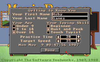 Mavis Beacon Teaches Typing! (Amiga) screenshot: Enter your details
