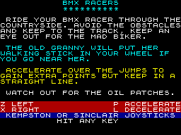 BMX Racers (ZX Spectrum) screenshot: Title Screen
