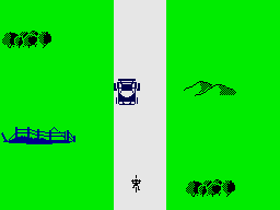 BMX Racers (ZX Spectrum) screenshot: Avoid the car