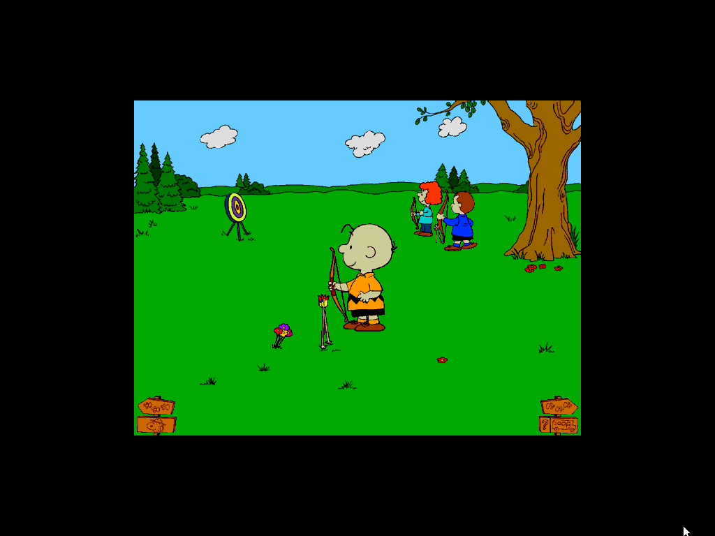 Snoopy's Campfire Stories (Windows) screenshot: Bow Practice
