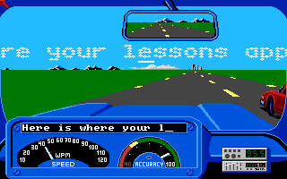 Mavis Beacon Teaches Typing! (Amiga) screenshot: Driving game