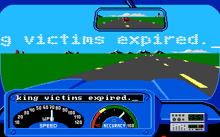 Mavis Beacon Teaches Typing! (Amiga) screenshot: Left the opponent in the rear view mirror.