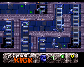 Cyber Kick (Amiga) screenshot: Only eyes remaining after killing the creature