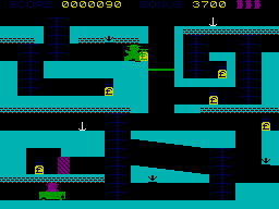 Gilligan's Gold (ZX Spectrum) screenshot: Taking a ride