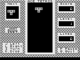 Tetris (Jupiter Ace) screenshot: Start of the game