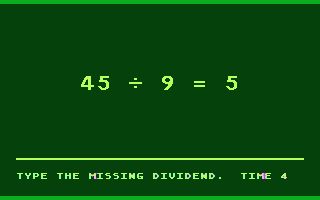 Math Blaster! (Atari 8-bit) screenshot: Division - build a skill
