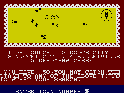 The Wild Bunch (ZX Spectrum) screenshot: Which town?