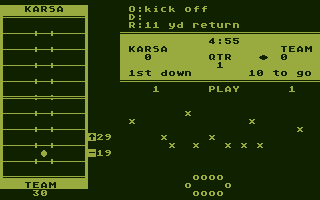 Computer Quarterback (Atari 8-bit) screenshot: Setting orders
