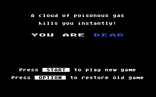 Crash Dive! (Atari 8-bit) screenshot: Dead already!