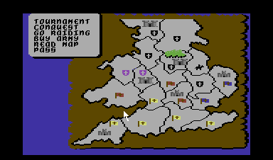 Defender of the Crown (Commodore 64) screenshot: The main map.