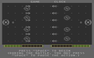 Cytron Masters (Atari 8-bit) screenshot: Battle instructions