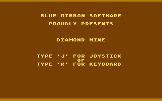 Diamond Mine (Atari 8-bit) screenshot: Main menu screen