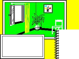 The Sydney Affair (ZX Spectrum) screenshot: Examining an apartment