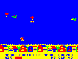 Don Pan (TRS-80 CoCo) screenshot: Donpan has wasted too much air and has shrunk