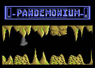 Pandemonium (Atari 8-bit) screenshot: Stalactites and stalagmites deplete energy rapidly