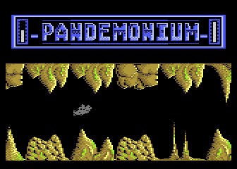 Pandemonium (Atari 8-bit) screenshot: Left indicator shows remaining energy, right indicator show temporary immortality level
