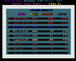 BoxWorld 2 (Amiga) screenshot: High scores