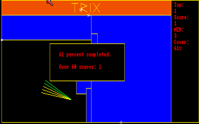 Trix (Amiga) screenshot: First screen completed