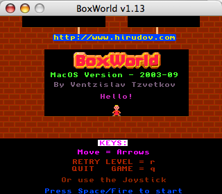 BoxWorld (Macintosh) screenshot: Title screen