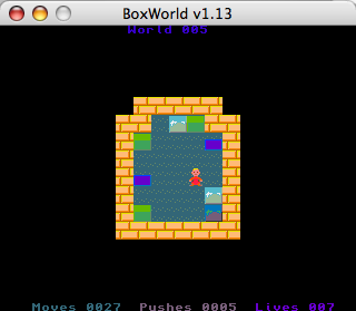 BoxWorld (Macintosh) screenshot: World 05 with sliding ice boxes
