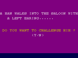 The Wild Bunch (ZX Spectrum) screenshot: A man walks into the saloon
