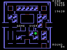 Super Pac-Man (Sord M5) screenshot: Ran into a ghost
