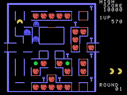 Super Pac-Man (Sord M5) screenshot: Eat yellow pills to make the ghosts edible
