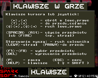 Ubek (Amiga) screenshot: Keyboard info