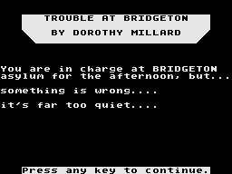 Trouble at Bridgeton (ZX Spectrum) screenshot: Title Screen