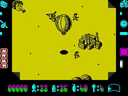 Phileas Fogg's Balloon Battles (ZX Spectrum) screenshot: Flying over the enemy