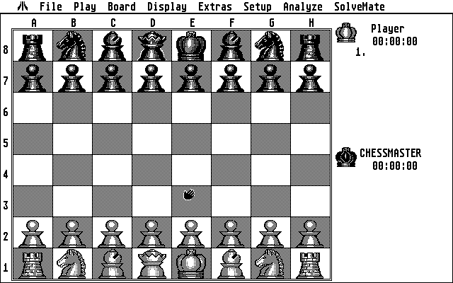 The Chessmaster 2000 (Atari ST) screenshot: Board view in 2D (Monochrome)