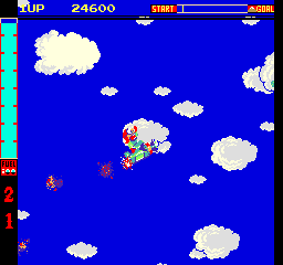 Acrobatic Dog-Fight (Arcade) screenshot: Plane is damaged