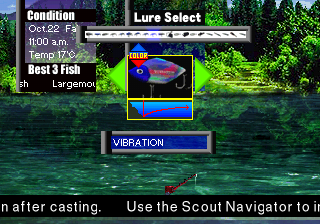 Big Ol' Bass 2 (PlayStation) screenshot: Lure select.