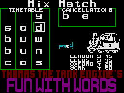 Screenshot of Thomas the Tank Engine's Fun With Words (ZX Spectrum ...