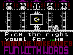 Thomas the Tank Engine's Fun With Words (ZX Spectrum) screenshot: Letter Fun
