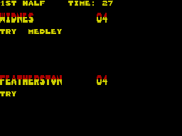 Rugby Boss (ZX Spectrum) screenshot: Match highlights
