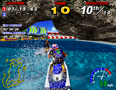 WaveRunner (Arcade) screenshot: Water splashing