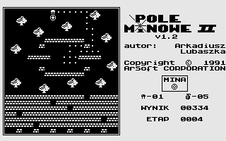 Pole Minowe II (Atari 8-bit) screenshot: Game marks the passed road