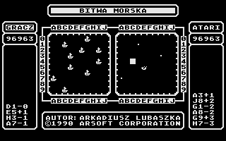 Bitwa Morska (Atari 8-bit) screenshot: Gameplay window