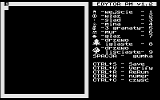Pole Minowe II Edytor (Atari 8-bit) screenshot: Editor view