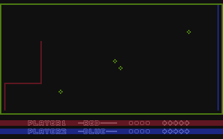 Line Kiler (Atari 8-bit) screenshot: Stars obstacles