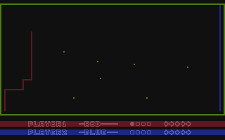 Line Kiler (Atari 8-bit) screenshot: Dots obstacles