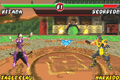 Mortal Kombat: Deadly Alliance (Game Boy Advance) screenshot: Kitana throwing a Fan