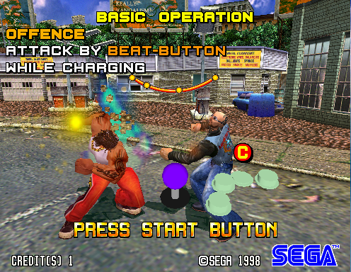 Spikeout: Digital Battle Online (Arcade) screenshot: The controls.