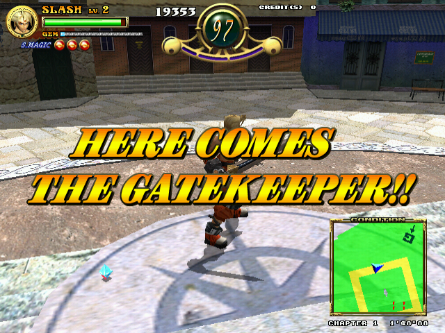 Slashout (Arcade) screenshot: The bosses are now the gatekeepers.